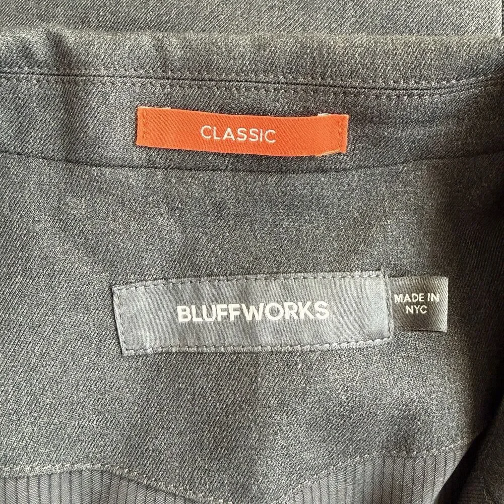 Bluffworks Gramercy Blazer Sport Coat Jacket Men’s 44L Charcoal Gray 2-Button